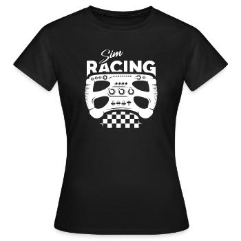 sim racing gamer Formel Lenkrad Zielflagge Logo - Frauen T-Shirt - Schwarz - Vorne - AI Model Female 172 dark (172cm)