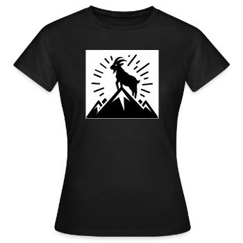 Chèvre sur la montagne, dessinée en noir et blanc - T-shirt Femme - noir - Devant - AI Model Female 172 dark (172cm)
