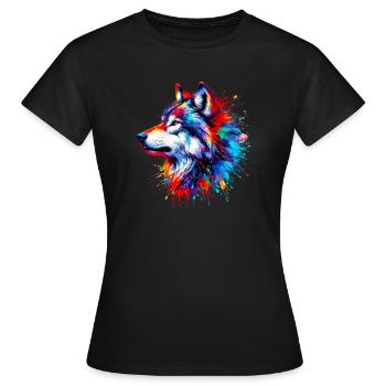 Wolf - Frauen T-Shirt - Schwarz - Vorne - AI Model Female 172 dark (172cm)