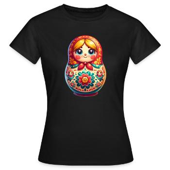Russe Khokhloma Russie Russe Russe - T-shirt Femme - noir - Devant - AI Model Female 172 dark (172cm)