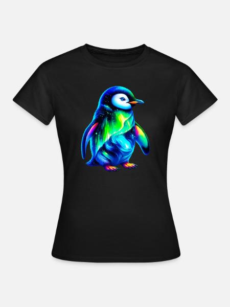 Aurora Borealis Pinguin - Frauen T-Shirt - Schwarz