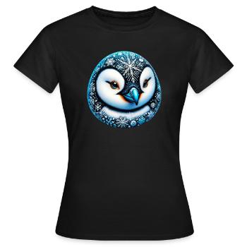 Pinguin Schneeflocke Schneeflocken - Frauen T-Shirt - Schwarz - Vorne - AI Model Female 172 dark (172cm)