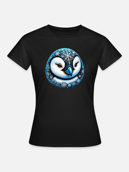 Pinguin Schneeflocke Schneeflocken - Frauen T-Shirt - Schwarz
