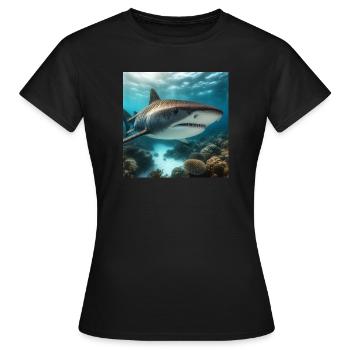 Requin-tigre - T-shirt Femme - noir - Devant - AI Model Female 172 dark (172cm)