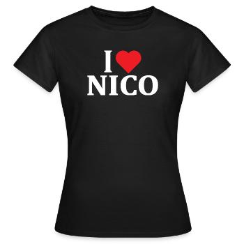 T-Shirt Ich liebe Nico T-Shirt Geschenkidee - Frauen T-Shirt - Schwarz - Vorne - AI Model Female 172 dark (172cm)