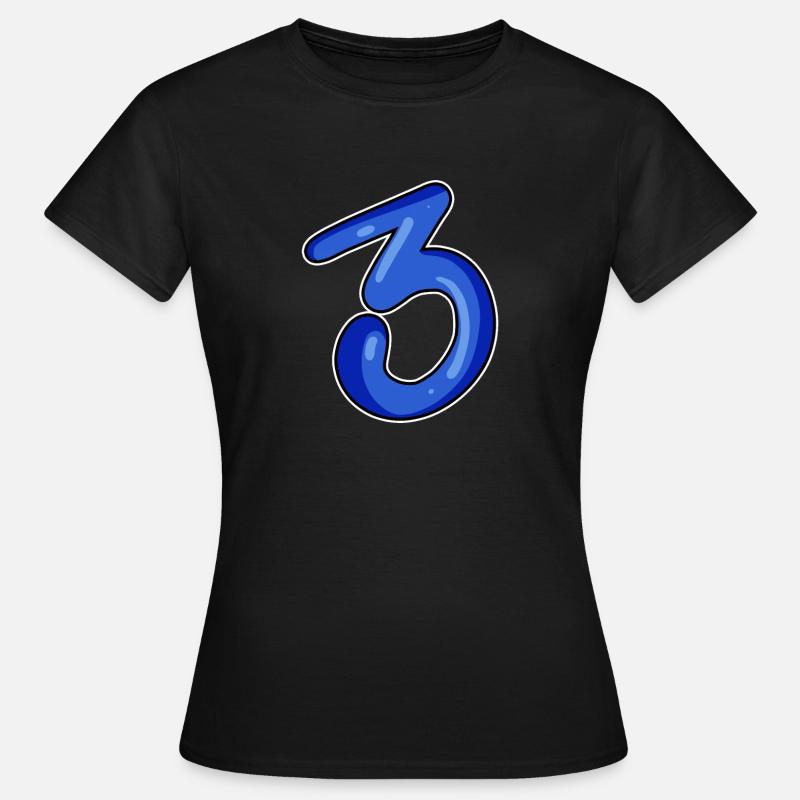 Three - 3 - Number 3 - Number 3 - Women's T-Shirt - black