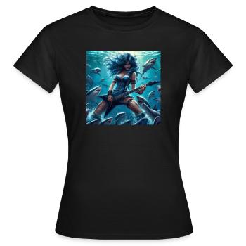 Métalleux parmi les requins - T-shirt Femme - noir - Devant - AI Model Female 172 dark (172cm)