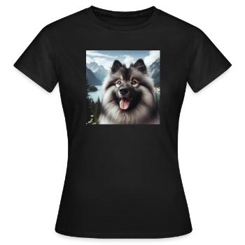 Cheerful Wolfspitz - Women's T-Shirt - black - Front - AI Model Female 172 dark (172cm)