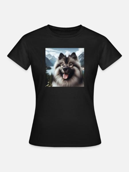 Fröhlicher Wolfspitz - Frauen T-Shirt - Schwarz