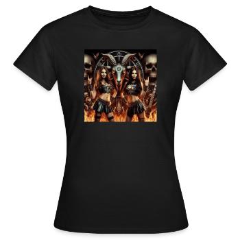 Des métalleux heureux en enfer - T-shirt Femme - noir - Devant - AI Model Female 172 dark (172cm)