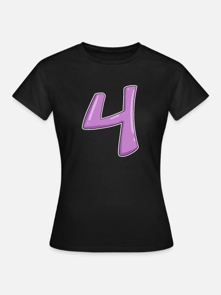 4 - Vier Zahl Nummer - Frauen T-Shirt - Schwarz