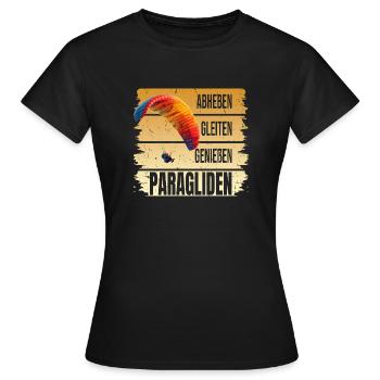 Abheben - Glaiten - Genießen - Paragliden - Frauen T-Shirt - Schwarz - Vorne - AI Model Female 172 dark (172cm)
