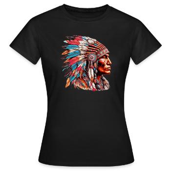 Amerikanisch Indianer Amerikanische Rote Haut - Frauen T-Shirt - Schwarz - Vorne - AI Model Female 172 dark (172cm)