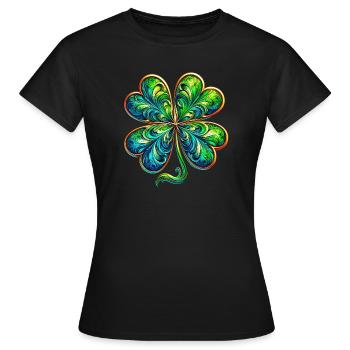 Trèfle à quatre feuilles - T-shirt Femme - noir - Devant - AI Model Female 172 dark (172cm)