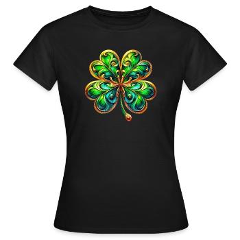 Trèfle à quatre feuilles - T-shirt Femme - noir - Devant - AI Model Female 172 dark (172cm)