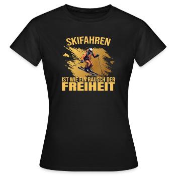 Skifahren ist wie ein Rausch der Freiheit - Frauen T-Shirt - Schwarz - Vorne - AI Model Female 172 dark (172cm)