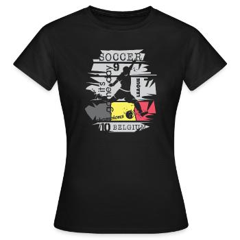 Fußball Belgien Torschuss Spieler Illustration - Frauen T-Shirt - Schwarz - Vorne - AI Model Female 172 dark (172cm)