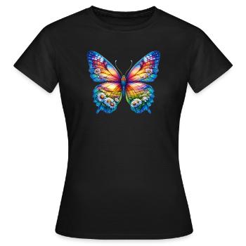 Fleurs papillon marguerites marguerites - T-shirt Femme - noir - Devant - AI Model Female 172 dark (172cm)