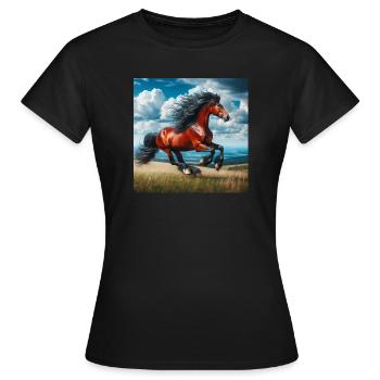 Cheval au galop - T-shirt Femme - noir - Devant - AI Model Female 172 dark (172cm)