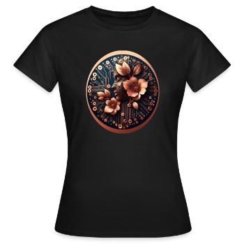Bio Technologie KI Design Blumen - Frauen T-Shirt - Schwarz - Vorne - AI Model Female 172 dark (172cm)