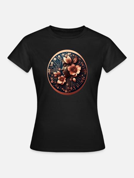 Bio Technologie KI Design Blumen - Frauen T-Shirt - Schwarz