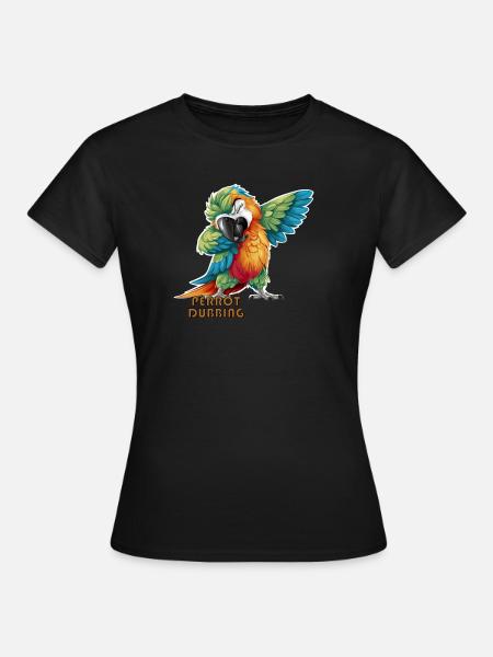 Perrot synchronisiert Gefiederte Scherben Der tropische Papagei - Frauen T-Shirt - Schwarz