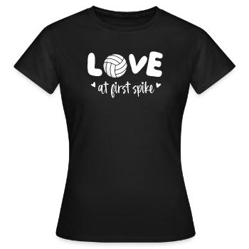 Liebe auf den ersten Spike Lustiger Volleyball - Frauen T-Shirt - Schwarz - Vorne - AI Model Female 172 dark (172cm)