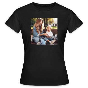 Mère et fils - T-shirt Femme - noir - Devant - AI Model Female 172 dark (172cm)