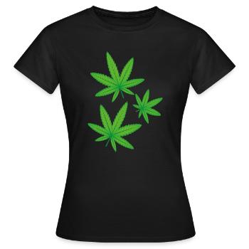 Feuilles de cannabis vertes - T-shirt Femme - noir - Devant - AI Model Female 172 dark (172cm)