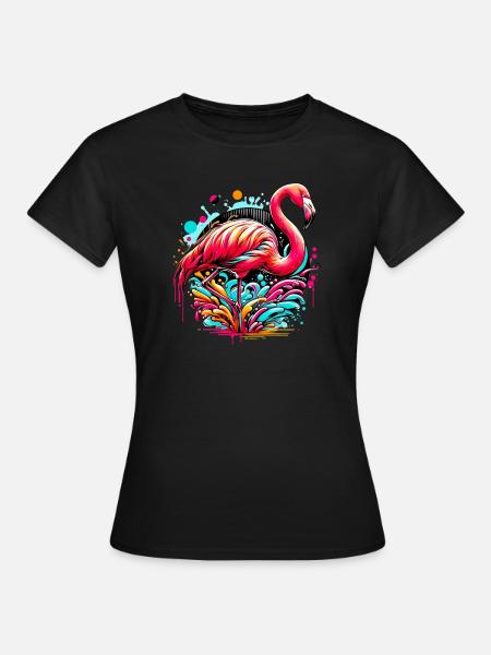 Flamingo - Frauen T-Shirt - Schwarz