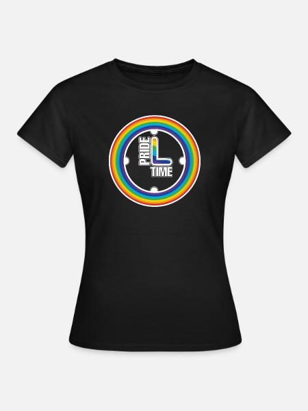 Regenbogen Pride Ring Uhr - Frauen T-Shirt - Schwarz