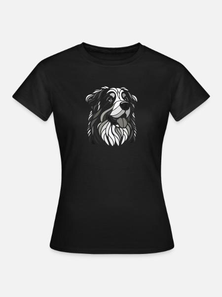 Tête de chien bouvier bernois noir et blanc - T-shirt Femme - noir