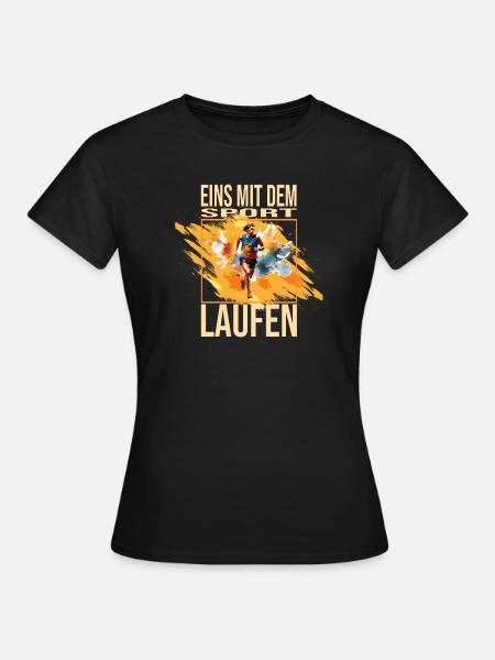 Eins mit dem Sport - Laufen - Frauen T-Shirt - Schwarz