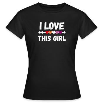 Lesbe. Ich liebe dieses Mädchen - Frauen T-Shirt - Schwarz - Vorne - AI Model Female 172 dark (172cm)