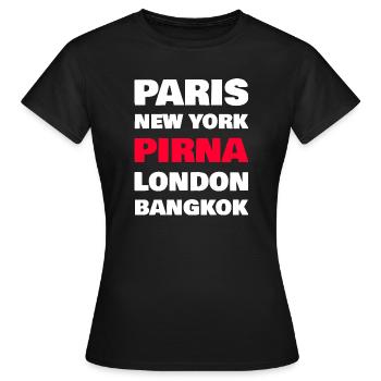 Chemise Pirna – Petites villes contre métropoles du monde - T-shirt Femme - noir - Devant - AI Model Female 172 dark (172cm)
