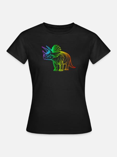 Regenbogen-Triceratops-Dinosaurier - Frauen T-Shirt - Schwarz