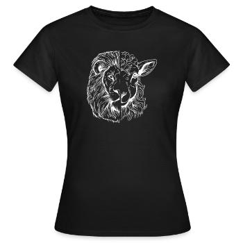 Lion et agneau - T-shirt Femme - noir - Devant - AI Model Female 172 dark (172cm)
