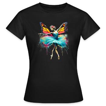 Ballerine avec des ailes de papillon papillons tutu - T-shirt Femme - noir - Devant - AI Model Female 172 dark (172cm)