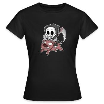 Motif de la vache de la faucheuse - T-shirt Femme - noir - Devant - AI Model Female 172 dark (172cm)