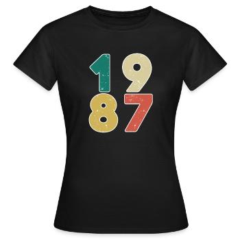 1987 - Jahrgang 1987 - Baujahr 1987 - Frauen T-Shirt - Schwarz - Vorne - AI Model Female 172 dark (172cm)