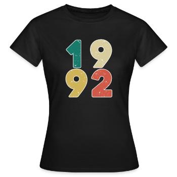 1992 - Jahrgang 1992 - Baujahr 1992 - Frauen T-Shirt - Schwarz - Vorne - AI Model Female 172 dark (172cm)