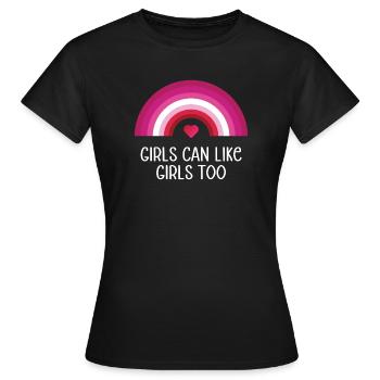 Mois de la fierté LGBT - Les filles peuvent aussi aimer les filles - T-shirt Femme - noir - Devant - AI Model Female 172 dark (172cm)