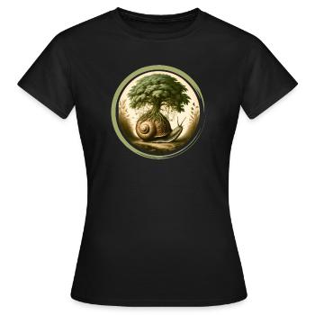 Escargot avec un bonsaï sur la coquille d’escargot - T-shirt Femme - noir - Devant - AI Model Female 172 dark (172cm)