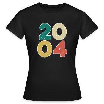 2004 - Jahrgang 2004 - Baujahr 2004 - Frauen T-Shirt - Schwarz - Vorne - AI Model Female 172 dark (172cm)