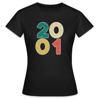 2001 - Jahrgang 2001 - Baujahr 2001 - Frauen T-Shirt - Schwarz - Vorne - AI Model Female 172 dark (172cm)