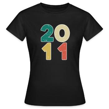 2011 - Jahrgang 2011 - Baujahr 2011 - Frauen T-Shirt - Schwarz - Vorne - AI Model Female 172 dark (172cm)