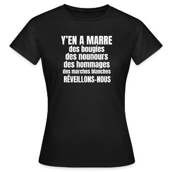 France, hommage, marche blanche - T-shirt Femme - noir - Devant - AI Model Female 172 dark (172cm)