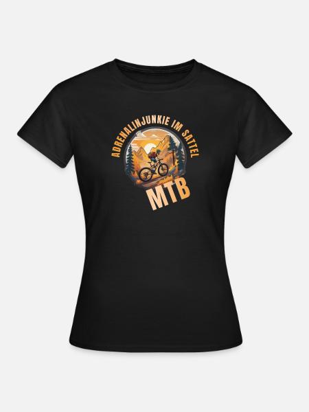 Adrenalinjunkie im Sattel - Frauen T-Shirt - Schwarz