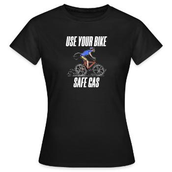 Gas Station Statement Bicycle Energy Storage Electricity - Women's T-Shirt - black - Front - AI Model Female 172 dark (172cm)