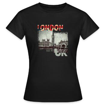 London UK Vintage - Frauen T-Shirt - Schwarz - Vorne - AI Model Female 172 dark (172cm)